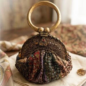 Vintage Zardosi Patchwork Potli Bag with Bangle Handle